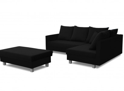 Ecksofa L-Form mit Puff Design Sofa Ecksofa Couch Polster Textil Sofas Neu